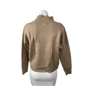 Quince Women's Tan Long Sleeve Mock Neck Knit Sweatshirt Sweater Top Size XS thumbnail 4