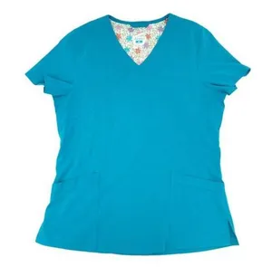 Dansko Women's Short Sleeve V-neck Button Back Nursing Scrub Top Size Medium thumbnail 1