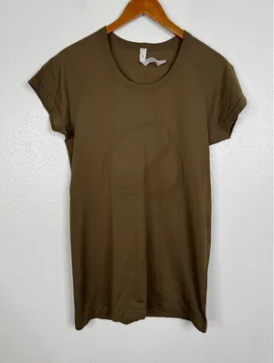 CRZ YOGA Womens Seamless Short Sleeve Workout Top Olive Brown Size Large L thumbnail 1