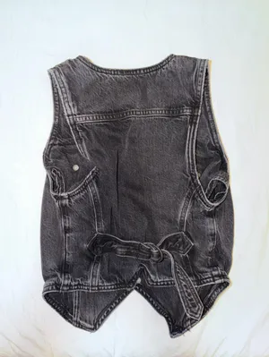 Black Washed Denim Jean Vest - Classic Casual thumbnail 3