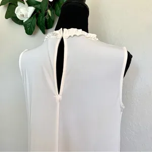 Ann Taylor Factory White Ruffle Sleeveless Blouse thumbnail 7
