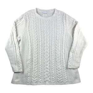 J. Jill Womens XL Ivory Cable Knit Chenille Fishermans Pullover Sweater Timeless thumbnail 2