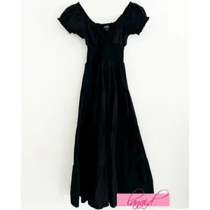 NEW We Wore What Poplin Midi Dress Smocked V-Neck Milkmaid Fit & Flare Maxi Long thumbnail 6