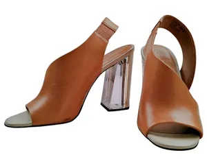Calvin Klein Linnette Luxor Lucite Heel Wedge Sling Back Peep Toe Sandal Shoe 7 thumbnail 1