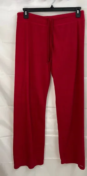 Jockey women's red soft fleece pull on drawstring wide leg paisley pants lounge‎ thumbnail 1