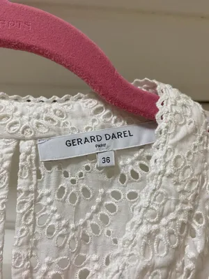 Gerard Darel Dress Womens S White Eyelet Lace Sleeveless Tiered Maxi Sundress thumbnail 4