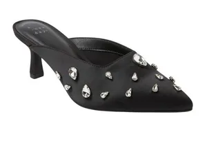 NWT A New Day Womens Katia Heels Mule Rhinestone Satin 94663379 Black 7M thumbnail 1