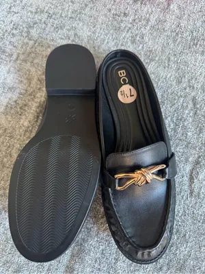 BCBG Black Leather Mules with Gold Knot Detail thumbnail 5