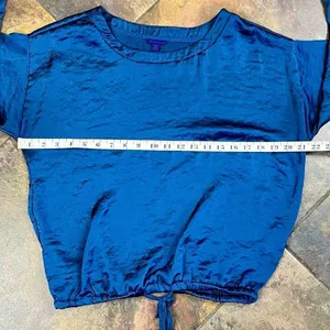 Aeropostale Blue Long Sleeve Blouse Tie Bottom M thumbnail 8