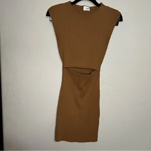 Wilfred Aritizia Tan Brown Brown Crescent Cutout‎ Kit Mini Dress thumbnail 2