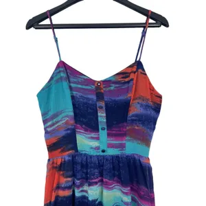 Triple Heart High Low Midi Sleeveless Tie Dye Flowy Dress S boho thumbnail 2