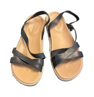 Lucky Brand Womens Darli Black Leather Open Toe Slingback Sandals Size‎ 7.5 thumbnail 1