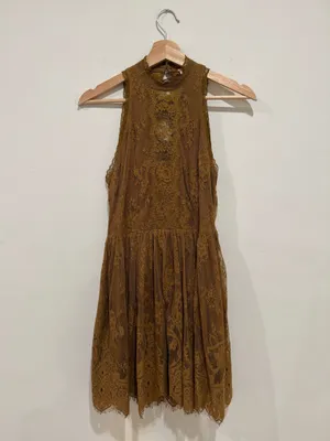 Free People Lace Mini Dress – Rust Brown thumbnail 4