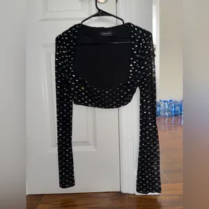 White Fox Boutique Night Lights Embellished Long Sleeve Top Black thumbnail 3