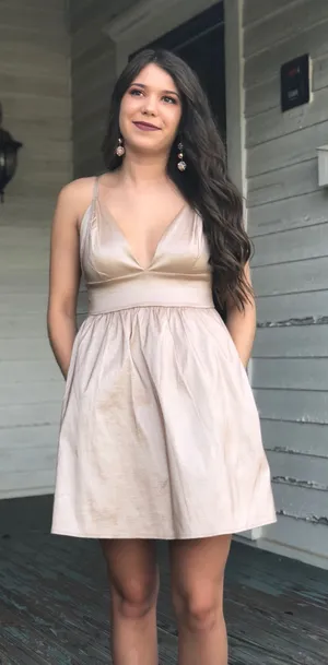 Windsor Rose Gold Formal Mini Dress thumbnail 1