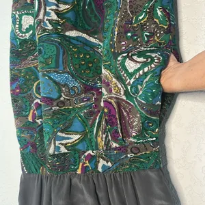 Vintage Anthropologie Maeve Brown Silk Dress Artsy Indie Cocktail Ruffle Front thumbnail 3
