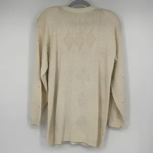 Vintage Marisa Christina Sweater Ivory Sequin Playing Card Suits Novelty thumbnail 2