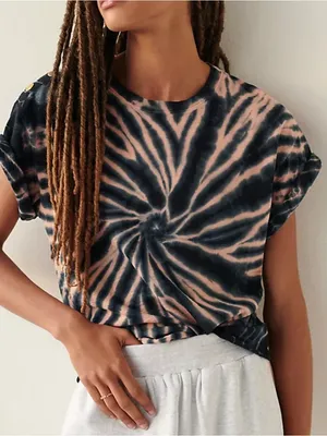 Nation LTD Tie-Dye Snap Shoulder Tee Size Medium | Blue‎ & Pink | Anthropologie thumbnail 2