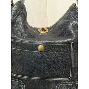 Coach Chelsea Black Pebbled Leather Hobo Shoulder Bag 10948 Turnlock Vintage Y2K thumbnail 3