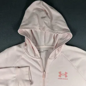 Under Armour Hoodie Womens‎ XL Pink Fleece Loose Fit Full Zip Hooded Sweatshirt thumbnail 3