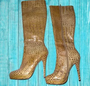 Charles David Faux Animal Skin Knee High Boots thumbnail 1