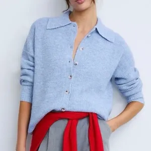 Central Park West Millie Oversized blue Polo Sweater Medium thumbnail 1