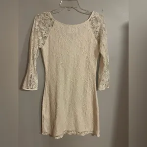 Abercrombie & Fitch Cream Lace 3/4 Sleeve‎ Dress thumbnail 3