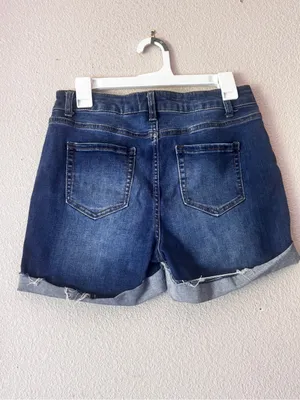 Casual Cuffed Dark Blue Denim Jean Shorts Size 6 thumbnail 2