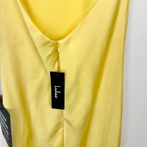 Lulus Exceptional Status Yellow Halter Backless Slip Midi Dress Small NWT thumbnail 11