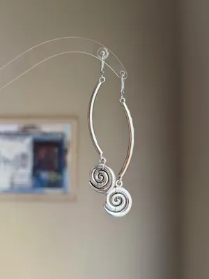 Handmade grunge fairy whimsical boho style swirl spiral unisex dangle earrings ⭐️🍃🌀 thumbnail 4
