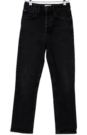 AGOLDE Riley High Rise Straight Crop Jeans Panoramic Washed Black Women's Sz 25 thumbnail 1