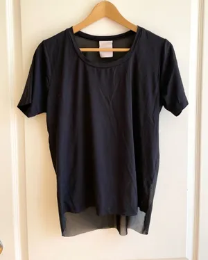 Varley Womens Tshirt Sheer Mesh Back Tshirt Size S High Low Athletic thumbnail 1