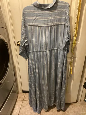 torrid Light Blue & White Striped Button-Front Maxi Dress thumbnail 6