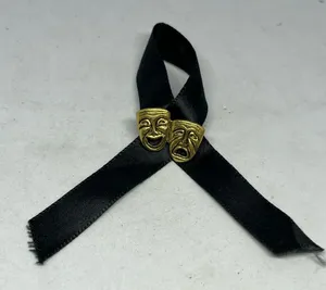 Gold Comedy Tragedy Drama Masks Lapel Pin – Classic Theater Drama Arts Accessory thumbnail 1