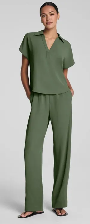 SPANX CarryOn Pant Wide Leg Drawstring Eucalyptus Green size Large thumbnail 1