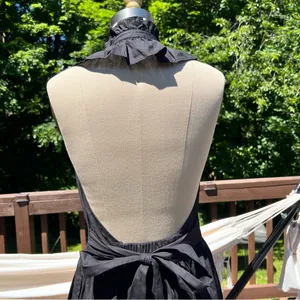 Anthropologie Black V-Neck Belted Halter Mini Dress Size Small thumbnail 9