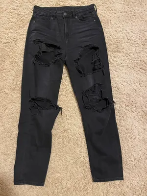 American Eagle Ripped Mom Jeans Black thumbnail 1