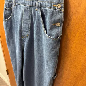 Disney Vintage 90s Mickey Unlimited Denim Jean Carpenter Overalls Blue Large thumbnail 5