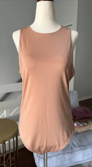 Express Sleeveless bodysuit Top - Peachy Nude thumbnail 1