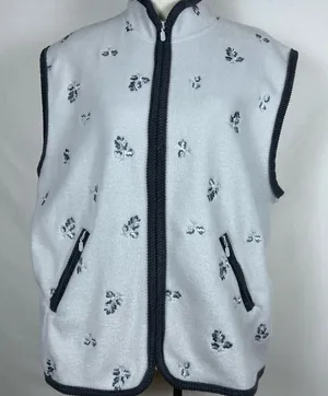 Hasting & Smith Vest Women’s L Embroidered Floral Warm Fleece Zippered Front thumbnail 1