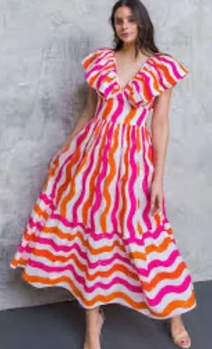Flying Tomato Midi Dress Small Tiered Maxi Over The Hills Poplin Coastal Cottage thumbnail 1