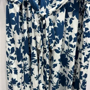 Navy and White Floral Knit V Neck Short Sleeve Dress by Acting Pro Size 1X thumbnail 7