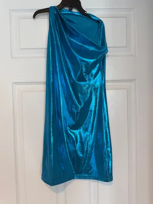 Amazon One sleeve aqua blue mini dress thumbnail 2