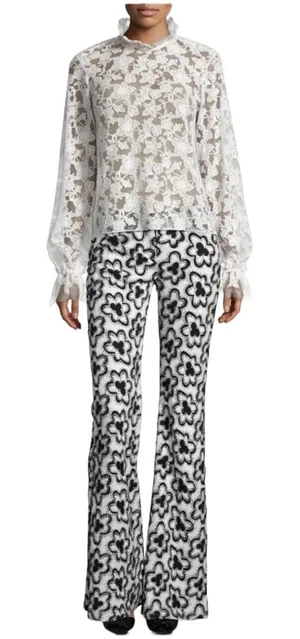 Alexis Dagmar Wildflower Flare-Leg‎ Pants Black White Sz S thumbnail 1
