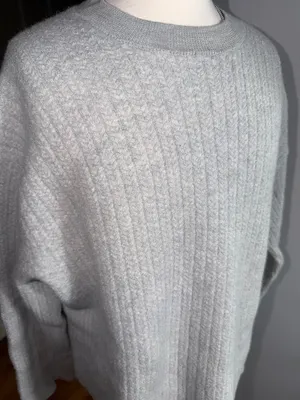 The Group Aritzia 100%Wool 100 Laine Light Blue Ribbed Crewneck Sweater thumbnail 4