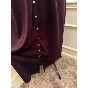 Vintage Caroline Wells II Brown Velvet Mandarin Collar Dress Button Front Midi thumbnail 5