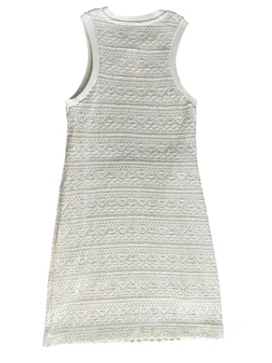 By Anthropologie Textured Knit Crochet Sleeveless Ivory Mini Dress Size M NWT thumbnail 6