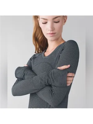 Lululemon run swiftly gray black long sleeve top 8 thumbnail 6