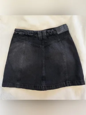 Free People - Faded Black Midnight Sun Mid Rise Denim Mini Skirt/Skort Size 25 thumbnail 6