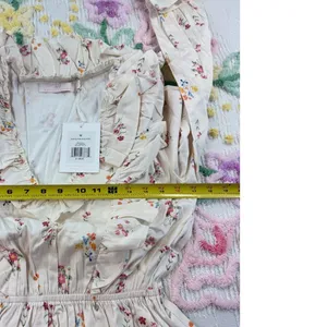 Rachel Parcell Floral Ruffle Peplum Blouse V-Neck‎ Long Sleeve Women's M thumbnail 7